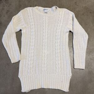 VTG Casual Corner‎ Tunic Chunky Knit Sweater Womens M Fisherman Preppy Academia